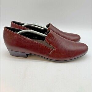 Munro American Hailey Loafers Women's 11 M Whiskey Leather Low Block Heel Shoes